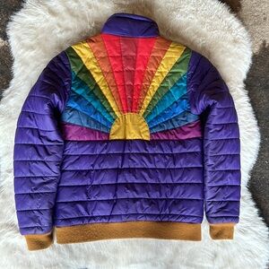 Aviator nation sunburst rainbow hoodie - purple